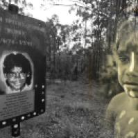 A sign erected at the site where Clinton Speedie-Duroux's body was found in February 1991. The sign has been replaced three times after being ripped down by rednecks. It's now secured with concrete footings. Clinton was 16 years old when he disappeared from the Bowraville Mission.